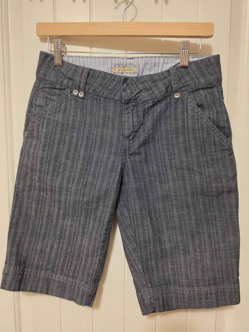 Urban Life Grey Pinstripe Bermuda Shorts